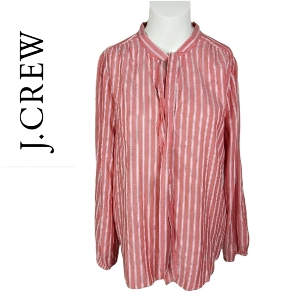 J.CREW Striped Tie‎ neck Button down shirt